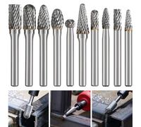6mm Juego de fresas giratorias de tungsteno para herramienta giratoria, 10pcs Herramienta Rotativa Accesorios para Amoladora Taladro, Pulido de Metales,Grabado,Taladrado,Escofina Soldadura Desbarbado