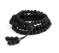 6mm Matte Black Lava Stone Bracelet Necklace 108 Beads | Mala Wrap Bracelets Men Charm Fashion Yoga Bangle Rosary Buddhist Jewelry