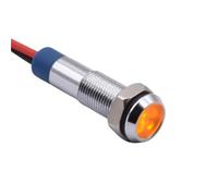 6mm Metal Indicator Light Flat Head Wire Leading 12V 24V 220V AC DC Red Green Blue Amber White Signal 1Pcs(Yellow(Amber),110V-220V)
