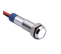 6mm Metal Indicator Light Flat Head Wire Leading 12V 24V 220V AC DC Red Green Blue Amber White Signal 1Pcs(A,12V-24V)