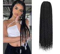 6Packs/Lot Box Braids Crochet Hair Extensions for Braiding Hair Extension Box Braid Crochet Hair Crochet Braids Hair Extensions for Black Women(1B, Box 14inch)
