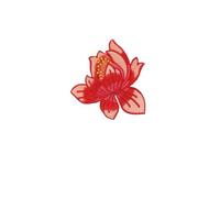 6pc 8.5CM/Lotus Flower Applique Patches Thermocollant,Fabric Flowers Embroidery Iron On Stickers For Clothing,Dress,Cheongsam(Red)