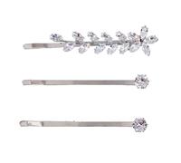 6pc Crystal Hair Clips Leaf Branch Bobby Pins Silver Rhinestone Hairpins Wedding Bridal Accessories Jewelry