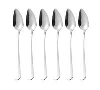 6PC Cuchara De Pomelo De Acero Inoxidable,Cuchara De Fruta Con Borde Dentado,Cuchara De Triangular Para Pomelo,Cuchara De Kiwi,Cucharas De Sopa De Postres,Para Manzana Papaya Naranja Helado,Kiuiom