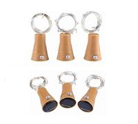 6pcs 10 LED Solar Botella de Vino de Corcho Luz de Hadas con Cable de Cobre de 1 m Forma de la Lámpara de la Barra para la Botella de Bricolaje, Fiesta, Decoración del Hogar(Blanco cálido)