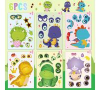 6pcs/12pcs/24pcs Pegatinas de Dinosaurios para Fiestas de - Rompecabezas Educativos y Decoraciones Faciales DIY