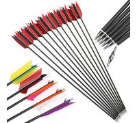 6pcs/12pcs 500 Spine Turquía Plumas Flecha Flu-Flu Flecha para Tiro 4 Pcs Plumas de Pavo Mezcla de Carbono Flecha Traje para Arco Recurvo Arco Compuesto (6pcs, 2rojo 2negro)