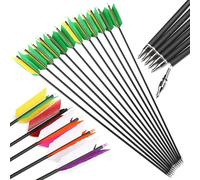 6pcs/12pcs 500 Spine Turquía Plumas Flecha Flu-Flu Flecha para Tiro 4 Pcs Plumas de Pavo Mezcla de Carbono Flecha Traje para Arco Recurvo Arco Compuesto (6pcs, 2verde 2amarillo)