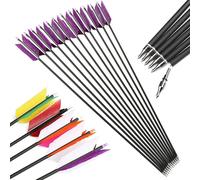 6pcs/12pcs 500 Spine Turquía Plumas Flecha Flu-Flu Flecha para Tiro 4 Pcs Plumas de Pavo Mezcla de Carbono Flecha Traje para Arco Recurvo Arco Compuesto (6pcs, 2púrpura 2blanco)