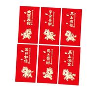 6Pcs 2026 Year of Horse Red Envelopes Paper Money Pocket Lucky Money Envelope for Wedding Chinese New Year Celebration Cultural Celebration Red Packets