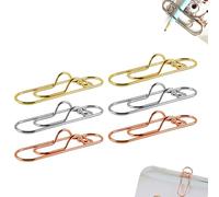 6PCS 3 Colors Heart Pen Clip Metal Pencil Clips, Zcjeaneviln Heart Pen Clip Metal Pencil Clips, Multifunctional Rose Gold Silver Carbon Steel Paperclip, Pens Holder for Notebook Journal (6Pcs)