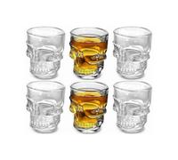 6PCS 45ml Skull Shot Glasses, Set of 6, 1.5 oz, Clear