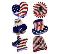 6Pcs 4th Of July Claw Clips, American Flag Mini Hair Clips With Eagle Heart Star Shapes, Cute Acrylic Independence Day Hair Accessories For Women Girls Festival Dress Up