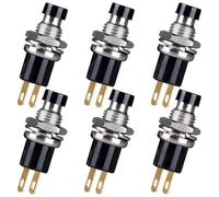 6pcs 7mm Mini Druckschalter & Taster ON/OFF Selbstsichernd 2Pin Runddesign für Auto & DIY-Projects AC 250V/1.5A 125V/3A Schwarz