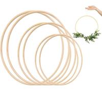 6PCS Aros de bambú de Madera para atrapasueños para aro Floral para decoración de Boda, Anillos de Bambú Dream Catcher 3 Talla(10; 12,5; 15 CM)