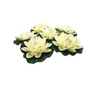 6pcs Artificial Floating Foam Lotus Flowers, with Water Lily Pad Ornaments, Ivory White, Perfect for Patio Koi Pond Pool Aquarium