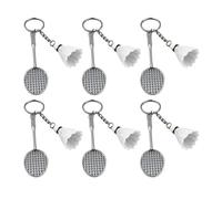6pcs Badminton Keyring Badminton Key Holder Mackpack Purse Keychain Accessory Kid Birthday Party Supplies Badminton Keychain