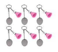 6pcs Badminton Keyring Badminton Key Holder Mackpack Purse Keychain Accessory Kid Birthday Party Supplies Badminton Keychain