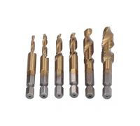 6Pcs Bit 1/4in Hex Shank Spiral Tapping Chamfering Drilling Bits M3-M10 Combination Drill Tap