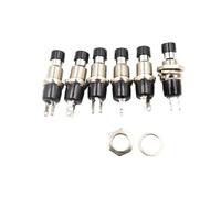 6pcs black Small round button PBS-110/NO 2 foot self-resetting No lock switch Button switch 7MM