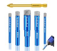 6PCS Brocas Porcelanico Broca Diamante 5, 6, 8, 10, 12 mm Punte in metallo duro 6 mm Broca Ceramica para Gres Porcelánico, Azulejos, Vidrio, Baldosas, Cerámica, Piedra, Muro