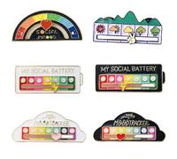 6PCS Broche de Estado de ánimo Pin de Estado de ánimo Divertido Broche de Estado de ánimo Social pin Interactivo Creativo para Decoración para Mochila, Ropa, Joyas