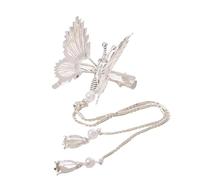 6pcs Butterfly Hairpin Vintage Elegant Tassel Hair Clip Moving Bangs Side Trembling Headdress(6pcs sliver Tassel)