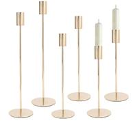 6Pcs Candelabro Dorado 32/27/22cm para Velas 2.2cm, Candelabros Decorativo Metal Alto Estilo Retro, Decoración Portavelas Oro Vintage para Bodas, Cumpleaños, Casa Hogar Comedor, Fiestas, Cenas,Navidad