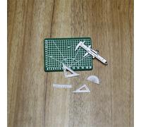6pcs Casa de Muñecas Metal Calibre de Punta Adorno Mini Tabla de Cortar Tejida Simulación Regla Miniatura de Aprendizaje Miniatura DIY Accesorios de Tiro