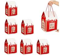 6PCS Christmas House Gift Boxes, Christmas Wonderland Cottage Gift Box - 3D Pop up Large House Shaped Paper Candy Box, Winter Festive Goodie Bags Decorations for Candies, Presents (Red* 6PCS)