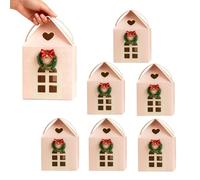 6PCS Christmas House Gift Boxes, Christmas Wonderland Cottage Gift Box - 3D Pop up Large House Shaped Paper Candy Box, Winter Festive Goodie Bags Decorations for Candies, Presents (Pink* 6PCS)