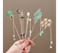 6pcs cinese bastoncini per capelli bambine per capelli vintage borsa perni per capelli Hanfu accessori per la donna ragazze decorazione capelli (D)