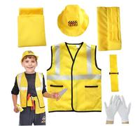 6Pcs Construction Worker Costume Kids, Soft & Comfortable Toddler Construction Worker Costume, Lightweight Polyester Builder Kids, Carpenter Role Play Set for
