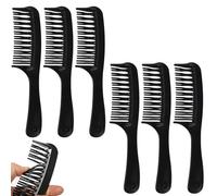 6pcs Desengaño, peine desplegador de doble dientes, desenredado de plástico de 8 x 2 pulgadas, peines negros unisex para mujeres, portátiles para peinados, hogar, salón.