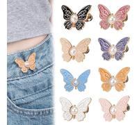 6PCS Detachable Butterfly Clips - Reusable Pant Waist Tightener for Loose Jeans, Butterflyjean Buttons, for or Coats Shirts Overalls (#5)
