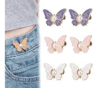 6PCS Detachable Butterfly Clips - Reusable Pant Waist Tightener for Loose Jeans, Butterflyjean Buttons, for or Coats Shirts Overalls (#1)