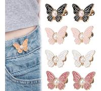 6PCS Detachable Butterfly Clips - Reusable Pant Waist Tightener for Loose Jeans, Butterflyjean Buttons, for or Coats Shirts Overalls (#4)