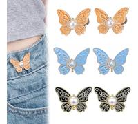 6PCS Detachable Butterfly Clips - Reusable Pant Waist Tightener for Loose Jeans, Butterflyjean Buttons, for or Coats Shirts Overalls (#2)