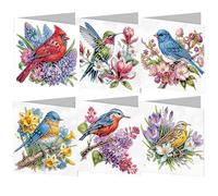 6pcs DIY Blossom Art Tarjetas de felicitación Tarjeta de cumpleaños de Artes Rhinestone 5D