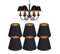 6pcs E14 Pantallas de Lámpara de Tela 5.9 * 3.5 * 4.9in Clip-On de Alta Transmitancia de Luz Mesa de Vela Lámpara de Araña para Lámparas de Bombillas E14 (Negro Y Dorado)
