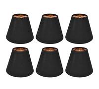 6PCS Fabric Lamp Shade Cloth Clip On Lampshade Cloth Iron Black Gold Liner 3.3x6.0x4.7in for E14 Table Chandelier Floor Light Wall Lamp Bedroom Decor