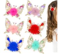 6Pcs Flying Butterfly Hairpin, Cute Moving Wings 3D Butterflies Hairpins, Moving Butterfly Metal Side Hair Clips with Glittering Rhinestones, for Daughter Wife Friend-6pcs