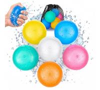 6PCS Globos de Agua Reutilizables & 1 Meshbag, Kizozo Bombas de agua reutilizables autosellantes, fáciles y rápidas de llenar, para niños al aire libre, Regalo de verano para niños