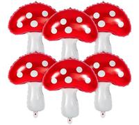 6Pcs Globos Setas,30 Pulgada Seta Globos de Aluminio Infantiles,Adecuado para Fiestas de Cumpleaños Infantiles,Decoraciones de JardíN de Hadas,Fiestas Temáticas Del Bosque.