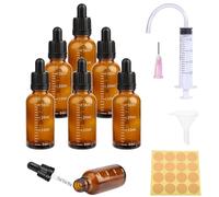 6pcs Goteros Cuentagotas 30ml Cuentagotas Cristal Cuenta Gotas Frasco Cuentagotas con Pipetas Cuentagotas y Escala con 5 Ayudas Para Aceite Esencial, Masaje,Fragancia,Aromaterapia,Laboratorio,Líquido