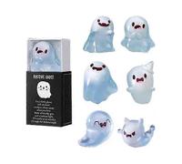 6Pcs Halloween Mini Ghost Figures with Box, Luminous Ghost Miniature Resin Figurines, Glow in The Dark Mini Resin Ghosts, for Halloween Party Favors