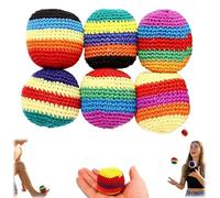 6PCS Hand-Made Knitted Footbag Sack,Assorted Foot Bag Crochet Ball for Kids,Juggling Balls for Beginners,Outdoor Colorful Soft Handwoven Hacky Balls for Boost Coordination & Fun (6PCS)