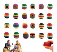 6PCS Hand-Made Knitted Footbag Sack,Assorted Foot Bag Crochet Hacky Ball for Adults,Juggling Balls for Beginners,Multicolored Geometric Pattern Crochet Footbag for Playing Games Party (24pcs)