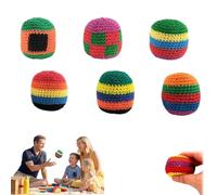 6PCS Hand-Made Knitted Footbag Sack,Assorted Foot Bag Crochet Hacky Ball for Adults,Juggling Balls for Beginners,Multicolored Geometric Pattern Crochet Footbag for Playing Games Party (6pcs)