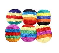 6Pcs Hand-Made Knitted Footbags, Colorful Crochet Kick Balls, Handwoven Juggling Bags, Assorted Toss Pack, Multicolored Footbag Sack for Kids & Adults, Outdoor Games, Parties, Playground and Travel